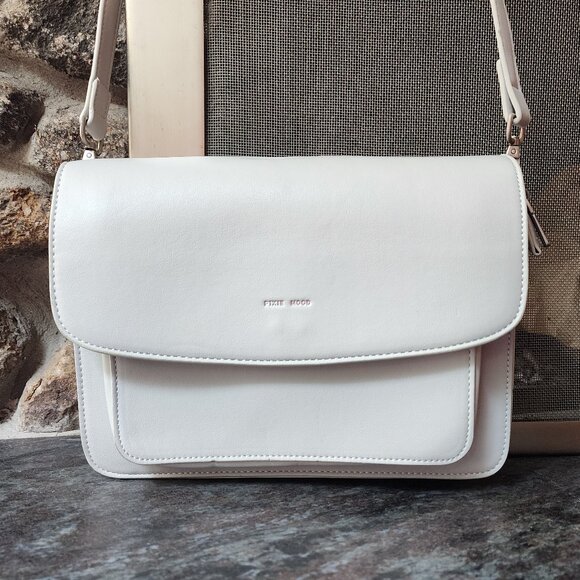 Pixie Mood Pale Gray/Off White Leather Flap-Over Crossbody Bag - Picture 8 of 16